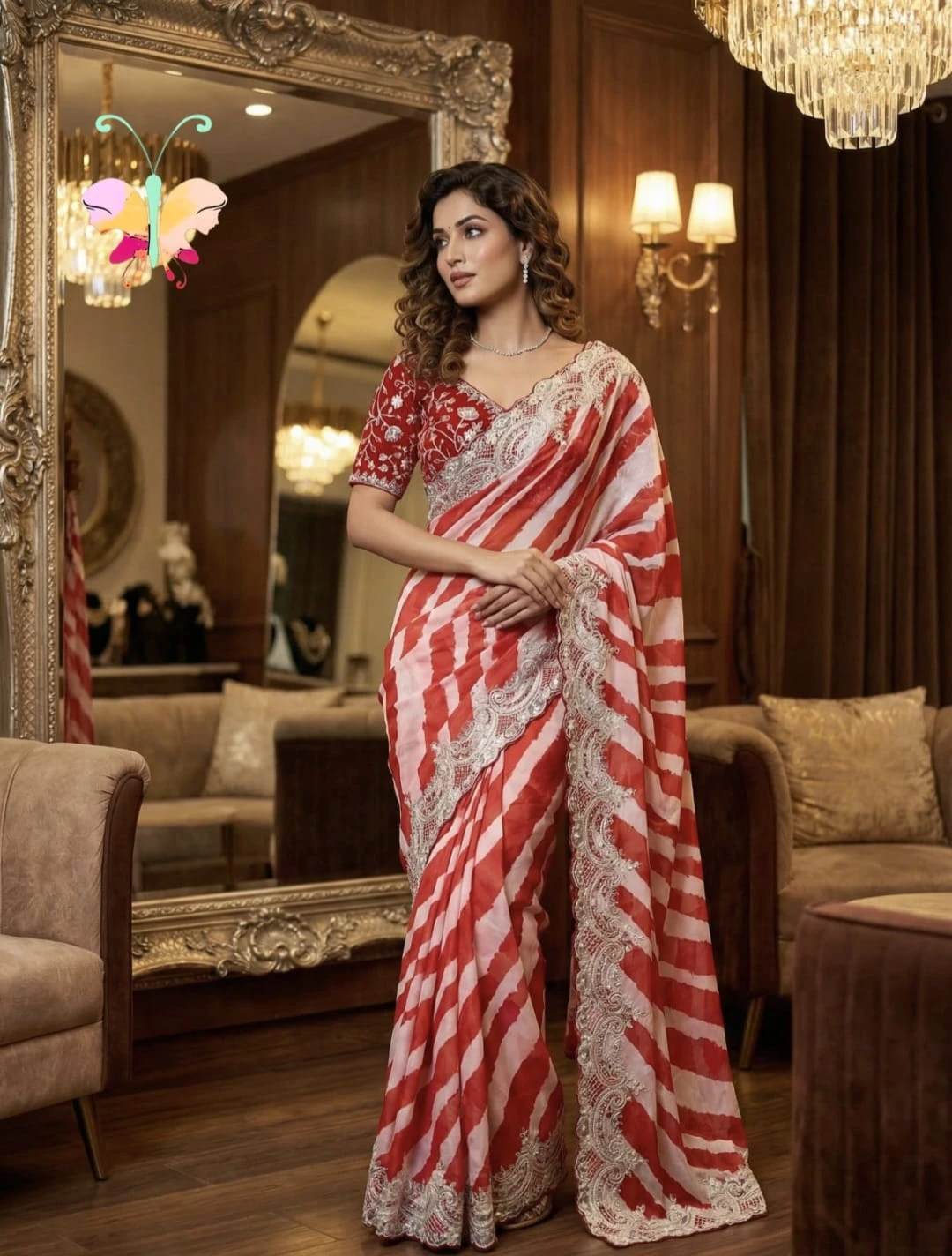 Georgette Saree with fully Stitched Blouse