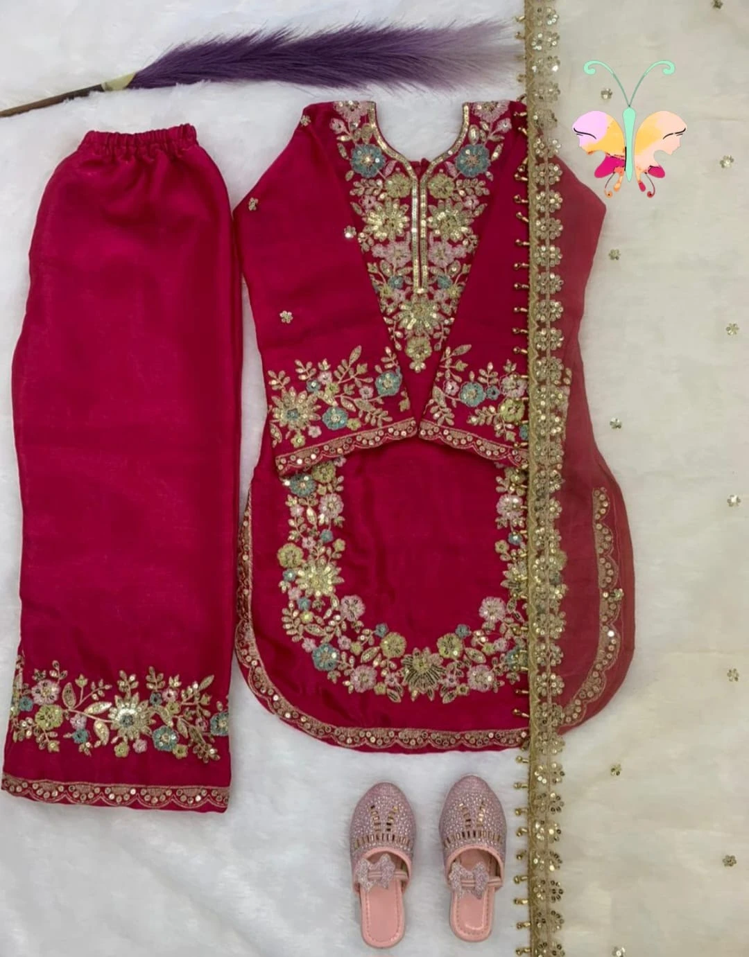 Plazzo Heavy Embroidery Pure GMY SILK
