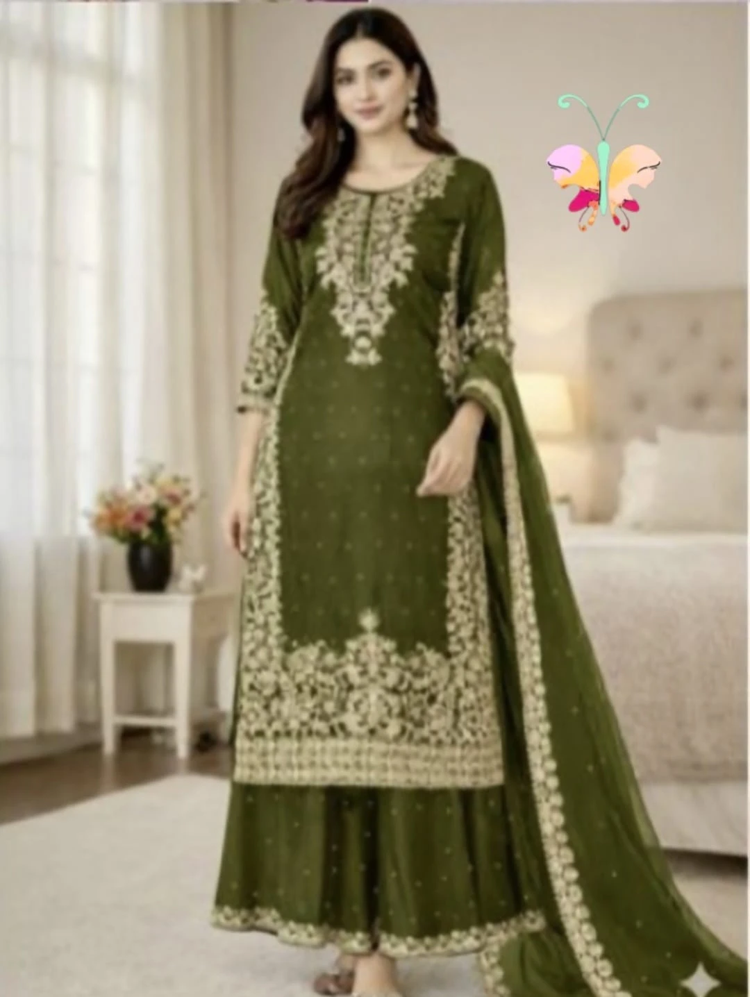 Heavy Embroidered Kurta Sharara Set with Dupatta